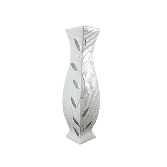 Снимка на Ваза голяма квадратна със сребърни листа