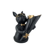 Снимка на Булдог черен с очила поставка за цвете