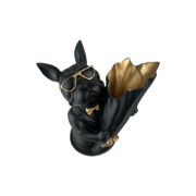 Снимка на Булдог черен с очила поставка за цвете