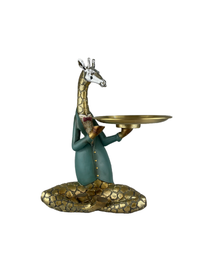 Снимка на Жираф с поставка зелена дреха