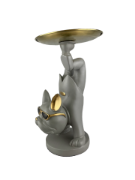 Снимка на Куче жонгльор сиво с метален поднос