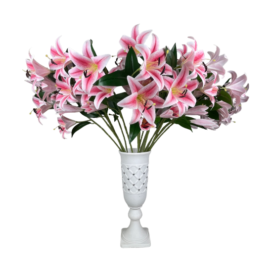 Снимка на Цвете единично розово с бяло лилиум