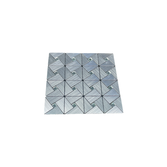 Снимка на Плочка мет. сиво сребро триъгълници  с кристал