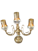 Снимка на Свещник тройка златен с стъклен пръстен метал със стъкло