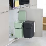 Снимка на Кош за смет за разделно събиране Brabantia Sort&Go 2x16L,  Dark Grey & Jade Green