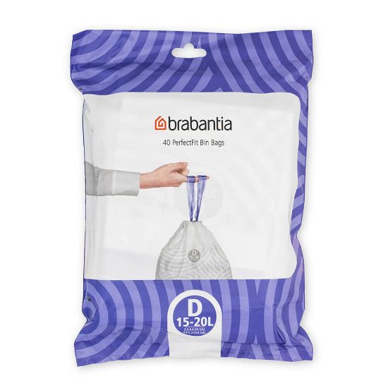 Снимка на Торба за кош Brabantia PerfectFit Sort&Go/Built-In размер D, 15-20L, 40 броя, пакет