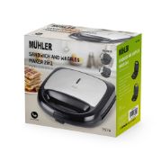 Снимка на Уред за сандвичи и гофрети 2в1 Muhler MH-899D, грил плочa/ белгийска гофрета