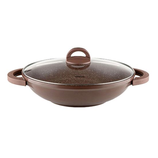 Снимка на Тиган уок с капак Muhler Mia MR-3285M 32x8.5cm, 3.8L, шоколад, лят алуминий