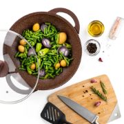 Снимка на Тиган уок с капак Muhler Mia MR-3285M 32x8.5cm, 3.8L, шоколад, лят алуминий