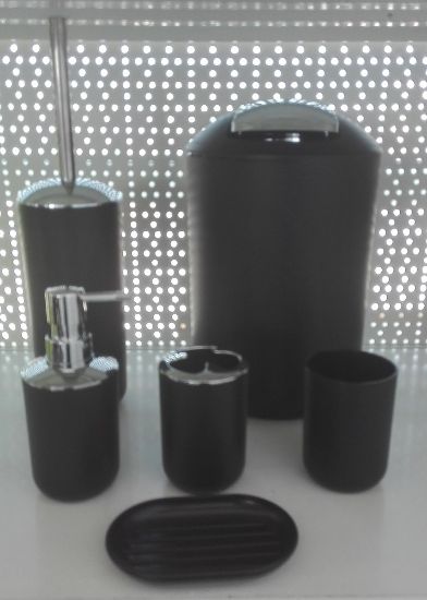 Снимка на К-т аксесоари за баня 6 части черен