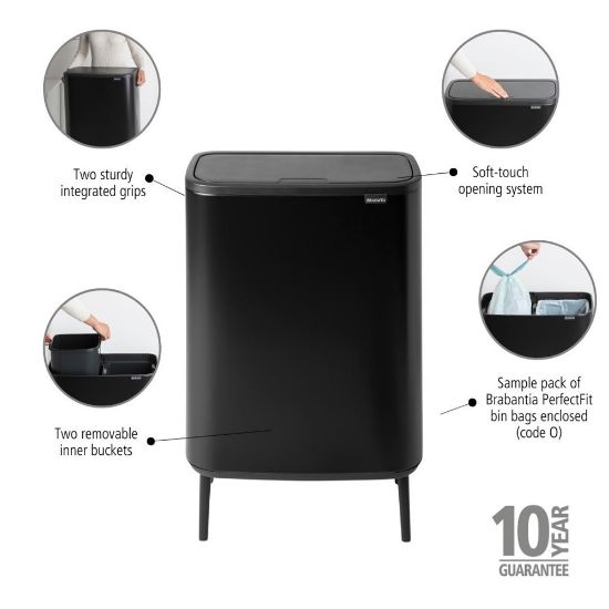 Снимка на Кош за смет Brabantia Bo Touch Hi 2x30L, Matt Black