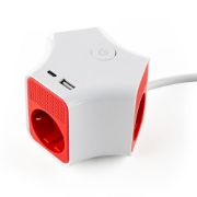 Снимка на Разклонител Muhler с ключ, 3 гн., +2X USB порта тип А+C, с опция за монтаж