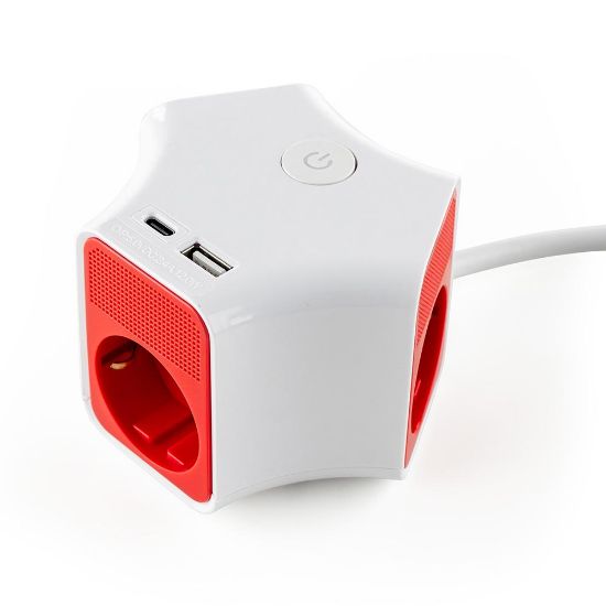 Снимка на Разклонител Muhler с ключ, 3 гн., +2X USB порта тип А+C, с опция за монтаж