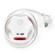 Снимка на Разклонител Muhler с ключ, 3 гн., +2X USB порта тип А+C, с опция за монтаж