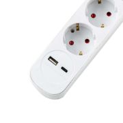 Снимка на Разклонител Muhler с ключ, 3 гн., +2X USB порта тип А+C