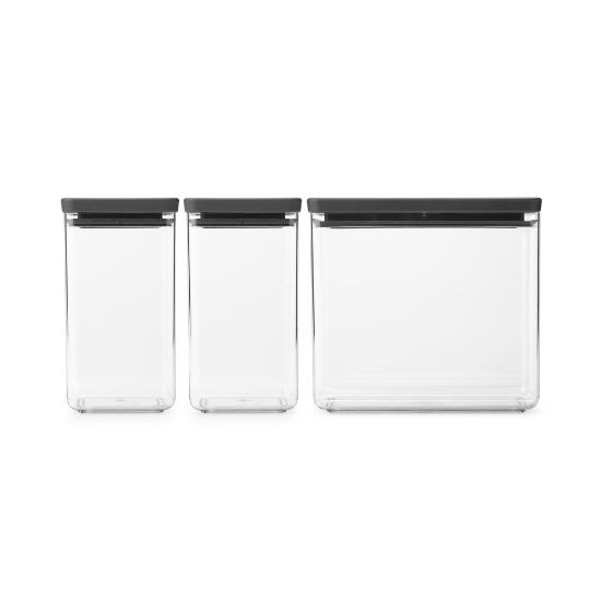Снимка на Кутии за съхранение на продукти комплект Brabantia Tasty+ Stackable 2x1.6L+1x3.5L Dark Grey