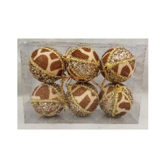 Снимка на Топки за елха Ø6 см бежово-златисти 6 бр.