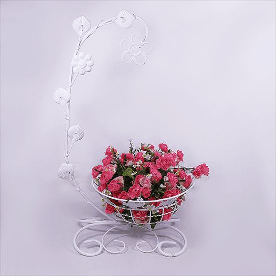 Снимка на Цветарник стойка за една саксия бял