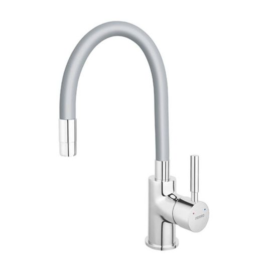 Снимка на Стоящ смесител за кухня с гъвкав сив чучур Zumba FERRO