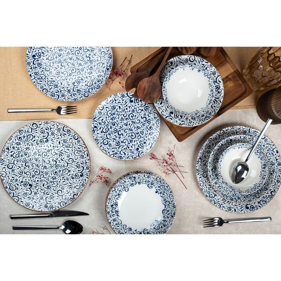 Снимка на Порцеланов сервиз за хранене 24 части Сини шарки FARIKA