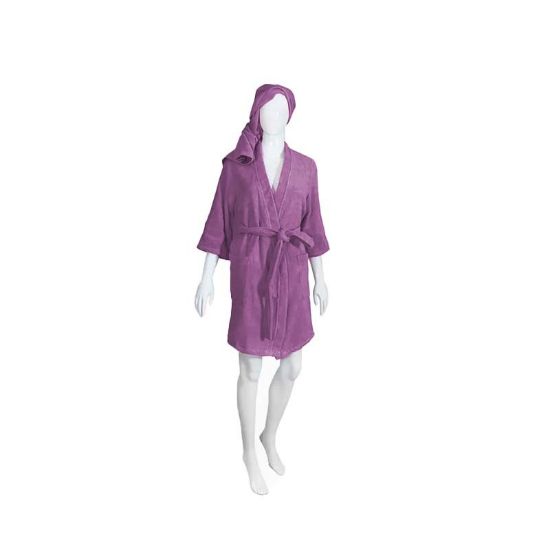 Снимка на Сет Релакс кимоно и хавлиена кърпа М малина BULGARIA TEX