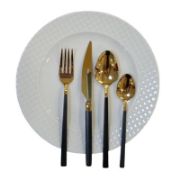 Снимка на Комплект прибори 24 части злато и черно Cubuk HIRA