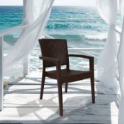 Снимка на Градински стол с подлакътници кафяв Zeugma Rattan MEVSIM