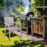 Снимка на Градински стол с подлакътници капучино Zeugma Rattan MEVSIM