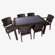 Снимка на Градински комплект маса с 6 стола кафяв Zeugma Rattan MEVSIM