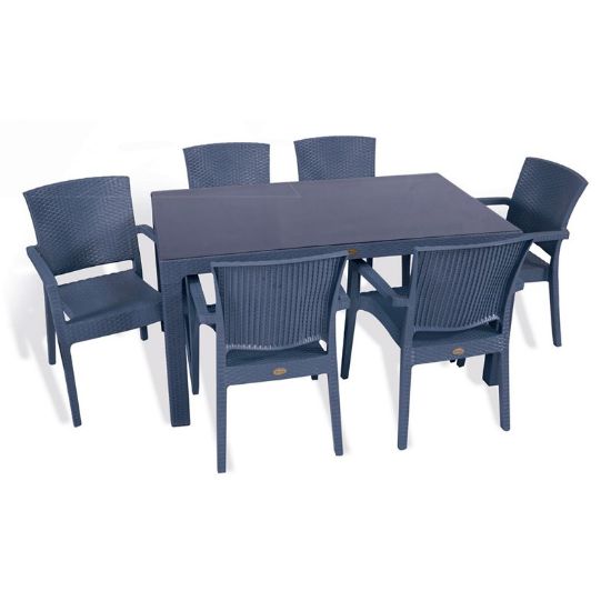 Снимка на Градински комплект маса с 6 стола антрацит Zeugma Rattan MEVSIM