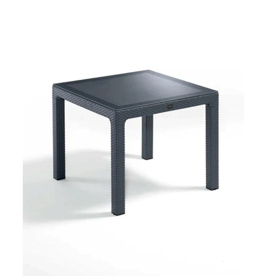 Снимка на Градинска маса със стъкло 90x90 см антрацит Zeugma Rattan MEVSIM