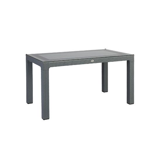 Снимка на Градинска маса със стъкло 90x150 см PVC ратан антрацит VIOLET HOUSE