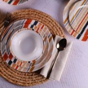 Снимка на Порцеланов сервиз за хранене 24 части Цветни линии TULU PORSELEN