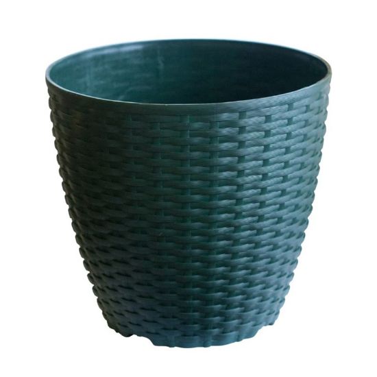 Снимка на Саксия Ø23.5х21 см тъмнозелена Kamelya Ratan HOME DECOR