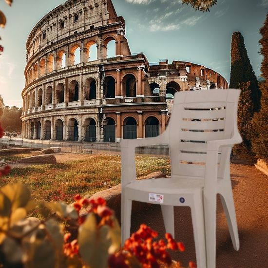 Снимка на Градински стол PVC сив Roma MEVSIM