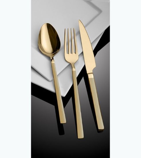 Снимка на Комплект прибори 18 части Злато мат Cubuk HIRA