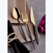 Снимка на Комплект прибори 24 части злато и черно Istanbul HIRA