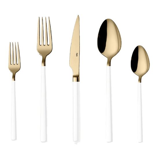 Снимка на Комплект прибори 30 части злато и бяло Cubuk HIRA