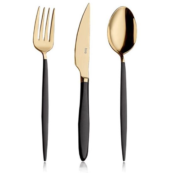 Снимка на Комплект прибори 18 части Злато и черно Istanbul HIRA