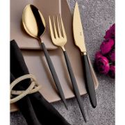 Снимка на Комплект прибори 18 части Злато и черно Istanbul HIRA