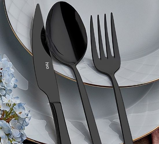 Снимка на Комплект прибори 18 части черен мат Istanbul HIRA