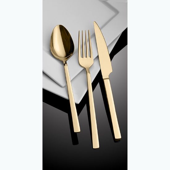 Снимка на Комплект прибори 24 части злато Cubuk HIRA