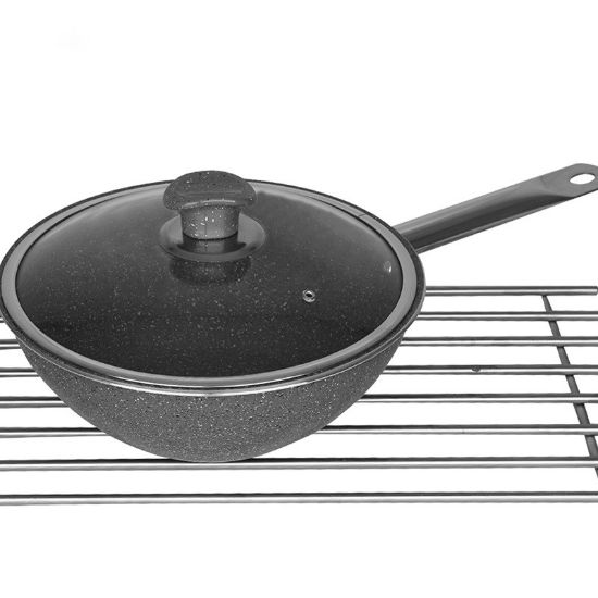 Снимка на Уок тиган с гранитно покритие и стъклен капак 26 см SN191 MENZIR