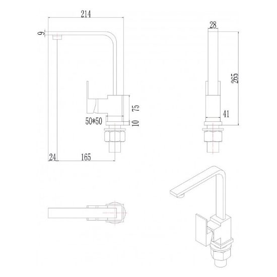 Снимка на Висок смесител за кухня Куарто INTER CERAMIC