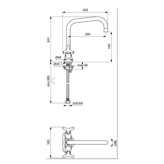 Снимка на Стоящ смесител за кухня Trinity Vidima
