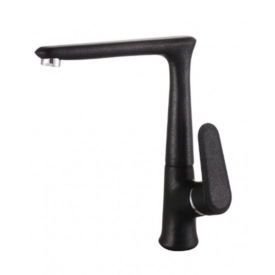 Снимка на Висок стоящ смесител за кухня Мирея черен гранит INTER CERAMIC