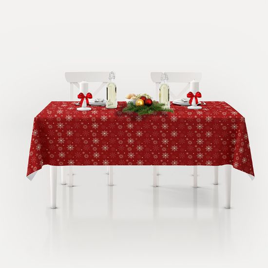 Снимка на Коледна покривка за маса 140х180 см червена