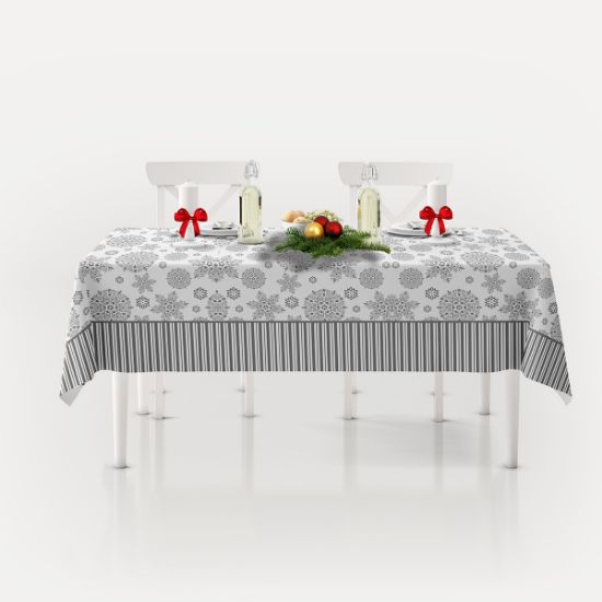 Снимка на Коледна покривка за маса 100х150 - бяло и сиво