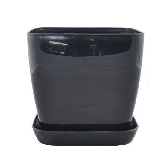 Снимка на Гладка саксия Флора 17х17 см черна