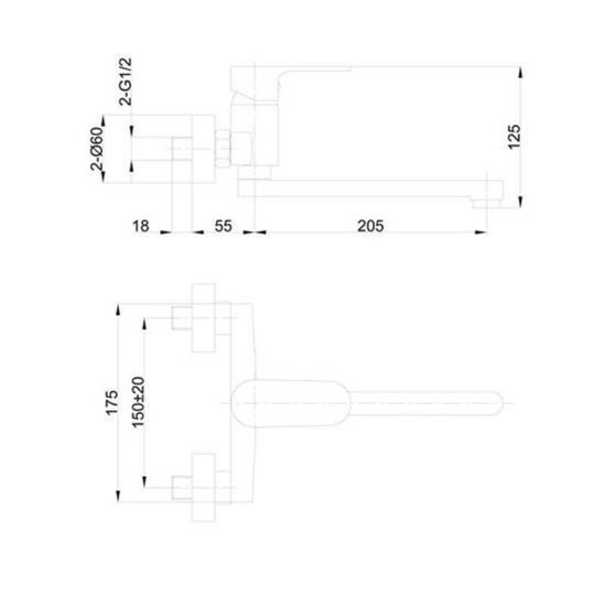 Снимка на Смесител за кухня ф35 мм стенен Mirella FORMA VITA